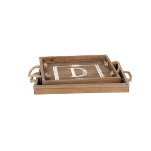 Lot de 2 <span class=keywords><strong>Japonais</strong></span> Alimentaire Écologique Imbriqués Lit <span class=keywords><strong>Petit</strong></span> Déjeuner Rustique Cadeau Plateau En Bois <span class=keywords><strong>Massif</strong></span> - Product Image 2