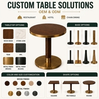 Ensemble de table ronde en bois et chaises en cuir Ron Group Luxury Hotel, banquette capitonnée incurvée, tabourets de bar, comptoir de bar, mobilier de restaurant