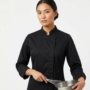 Uniforme d'hôtel de qualité supérieure, 100% coton, manches longues, unisexe, vente en gros, veste de chef respirante, vêtements de restaurant - Product Image 1