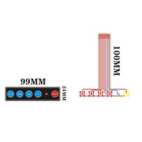 Clavier à membrane de type T à 5 touches avec rétroéclairage LED, panneau marche/arrêt (matériaux PC/PVC/PET) Fabriqué en Chine