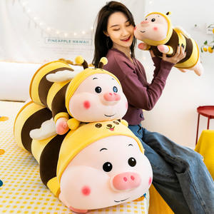 Venta caliente 60cm Bee Dressing Pig Peluche de juguete Bee Suit Piggy Pillow Big Eyes Pig Doll Cuddly Plushies - Product Image 5