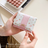 Dompet Wanita Motif Bunga - Model Pendek Sederhana - Dompet Saku dengan Bukaan 3 Lipatan