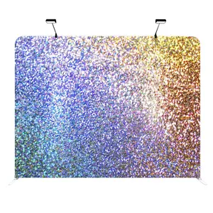 Custom design trade show display sequin stretch fabric backdrop with fabric cover