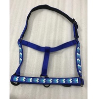 LLT LLT-HL-6031 Licol pour cheval en nylon violet durable avec ferrures en laiton, motif à rayures géométriques, style western, en cuir synthétique