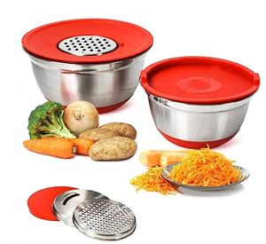 Ensemble de 5 bols à mélanger personnalisés en acier inoxydable de haute qualité, antidérapants, avec couvercles en PE, pour salades et pâtisseries, très populaires et économiques - Product Image 6
