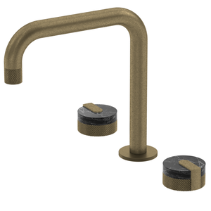 Robinet de lavabo de salle de bain et de cuisine Watersino en laiton vieilli de luxe, finition or rose, 3 trous, moleté, brossé - Product Image 2