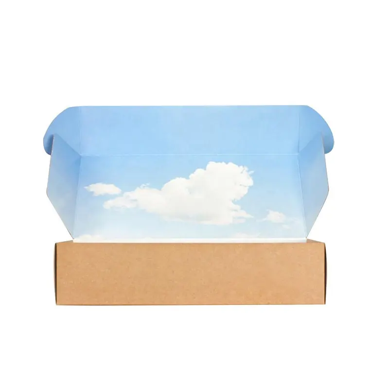 Wholesale Custom Logo Design Mailer Box Sky Cloud Blue printing inside box Kraft paper Corrugated Aircraft Box