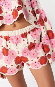 Conjunto <span class=keywords><strong>de</strong></span> Top y Shorts <span class=keywords><strong>de</strong></span> Mujer Estilo Crochet 2026, Color Rosa Beige, Dos Piezas, Traje <span class=keywords><strong>de</strong></span> Verano con Cintura Elástica, OEM, Conjunto <span class=keywords><strong>de</strong></span> 2 Piezas para Chicas - Product Image 6