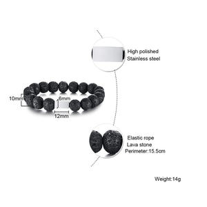 Hot New Gold Plated Natural Stone <span class=keywords><strong>Rock</strong></span> Difusor de aceite esencial Healing Stretch <span class=keywords><strong>Lava</strong></span> <span class=keywords><strong>Rock</strong></span> Bracelet Custom Ajustable Beaded Charm - Product Image 3