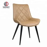 Langfang-Silla de comedor moderna con patas de metal, asiento de tela tapizada de terciopelo, carga a granel, precio directo de fábrica