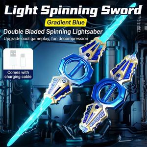 Sabre laser rotatif en plastique à double tranchant avec lumières LED clignotantes, rechargeable, pour enfants, idéal pour les fêtes et le cosplay - Product Image 5