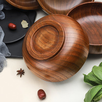 Japanse stijl zure jujube houten saladekom grote noedelsoepkom fruitbord ronde keuken dinerkom