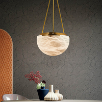Luminaire suspendu en albâtre de luxe moderne, finition dorée, pour salle à manger, salon, hall d'hôtel, éclairage décoratif