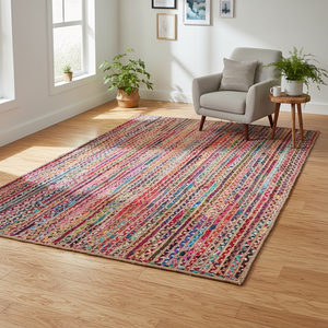 Alfombras rectangulares de yute de estilo moderno, hechas a máquina, antideslizantes, de pila media, respetuosas con el medio ambiente, resistentes a las manchas - Product Image 3