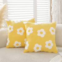 Housse de coussin carrée en coton pelucheux pour canapé, motif floral, décoration intérieure, amovible, broderie, avec fermeture éclair