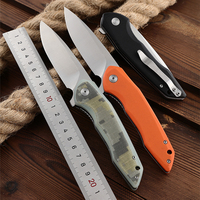 Bochen Tactique Pierre Lavé Couteau Pliant G10 Poignée Chasse En Plein Air Couteau Pliant Camping EDC D2 Lame Orange Camo Noir