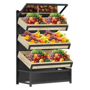 Estante de exhibición de frutas de madera de alta calidad Estante de exhibición de frutas y verduras de supermercado Estante de tienda de verduras secas frescas - Product Image 1