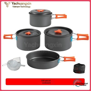 Outdoor <b>Backpacking</b> Nonstick Aluminum Cookware Set with <b>Mini</b> Gas Stove Fork-Spoon 1-2L Capacity for Hiking Camping & Picnics - Product Image 3