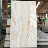 Panneau mural 3D en PVC décoratif, haute brillance, imperméable, ignifuge, avec feuille de marbre UV pour salle de bain, design moderne, usage domestique