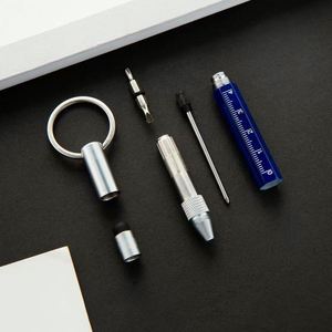 Multicolor <b>Mini</b> Key Chain Multi-Function Metal Tool Cross Double Head Screwdriver Ballpoint <b>Scale</b> Capacitance Pen Office - Product Image 4