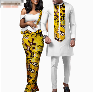 Robes africaines pour femmes, tenues assorties pour couples <span class=keywords><strong>Bazin</strong></span> Lover, robes de soirée sirène imprimées, ensembles chemise et pantalon pour hommes, tenues de <span class=keywords><strong>mariage</strong></span> - Product Image 6
