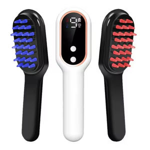 Peine de masaje eléctrico ergonómico recargable para el cuero cabelludo con luz roja y azul, fisioterapia, aplicación de aceite, crecimiento del cabello, reparación capilar - Product Image 1