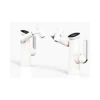 Robinet de salle de bain à levier unique en alliage de zinc couleur crème avec affichage LED numérique, bras flexible rotatif, pour montage sur plan de travail, idéal pour chambre à coucher
