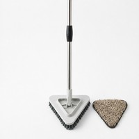 Gomme à effacer triangulaire multifonctionnelle en verre, brosse de nettoyage triangulaire pour salle de bain avec manche en acier inoxydable