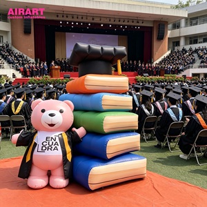 Oso de Graduación Inflable Rosa con <span class=keywords><strong>Libros</strong></span> Apilados de Colores - Product Image 4