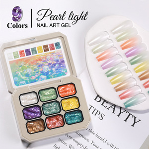Paleta de Esmalte de Gel de Resina de 9 Colores, OEM ODM, No Tóxico, UV/LED, con Brillo de Diamante, Efecto Degradado, Larga Duración, para Arte de Uñas, DIY - Product Image 1