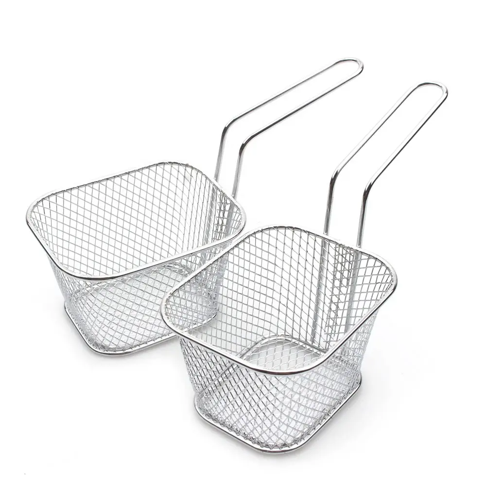 Hot Selling Mini Square Frying Food Serving Strainer Wire Mesh French Fry Chips Oil Drain Basket Colander