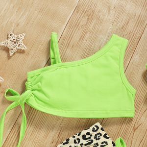 Ensemble d'été pour bébés filles : Haut imprimé léopard à bretelles spaghetti et épaules dénudées, idéal pour les photos en ligne - Product Image 3