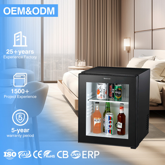 Portable 30L Hotel Mini Refrigerator with Thermal Glass Door Electric Hotel Use Mini Refrigerator for Car Installation