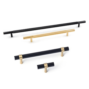 XWX Wholesale Gold Black Knurled Aluminum Profile Hardware Kitchen Cabinet Furniture Pull Handle