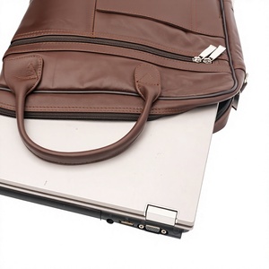 ELYSIAN INDUSTRIES Unisex Genuine Leather Tactical Sports Briefcase Professional Solid Brown Zipper Closure Adjustable Strap - Product Image 6