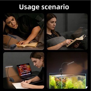 Lámpara de Mesa con Clip para Libros de Doble Fila, Lámpara de Noche Pequeña para Partituras, con Batería de Litio Integrada, Diseño Moderno - Product Image 4