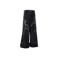 XMAMLON Pantalon Homme Streetwear en Jean Coton Haute Qualité, Jean Vintage d'Été Distressed Coupe Droite Effet Moustache, Vente en Gros