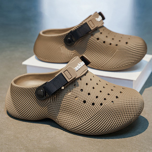 Multi Holes Breathable Clogs Men Shock Absorbing Thick Platform Sole Wear Resistant Two Ways Wear Comfort Flip Flops <b>Slippers</b> - Product Image 3