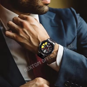 Montre Homme en Acier Inoxydable Style Jante de Voiture, Montre-Bracelet Business Sportive avec Aiguilles Lumineuses, Relogio Masculino - Product Image 5