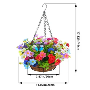 Panier de fleurs artificielles suspendues en forme de <span class=keywords><strong>marguerite</strong></span> de 12 pouces pour décorations extérieures de Noël, de remise de diplôme, d'Halloween et du Nouvel An (vente en gros) - Product Image 6