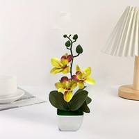 Offre Spéciale Fleur Artificielle Quatre Phalaenopsis En Pot Naturel À La Recherche Phalaenopsis Fleurs Avec Vase pour Hôtel Cour Décor