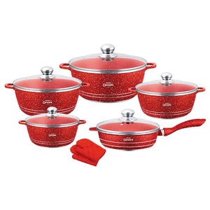 Non Stick Sauce Pan Set Aluminum Cookware 12 Pieces Frying Pan Kitchen Cooking Set With Lid Multi Layer Coating Healthy Cooking - Product Image 2