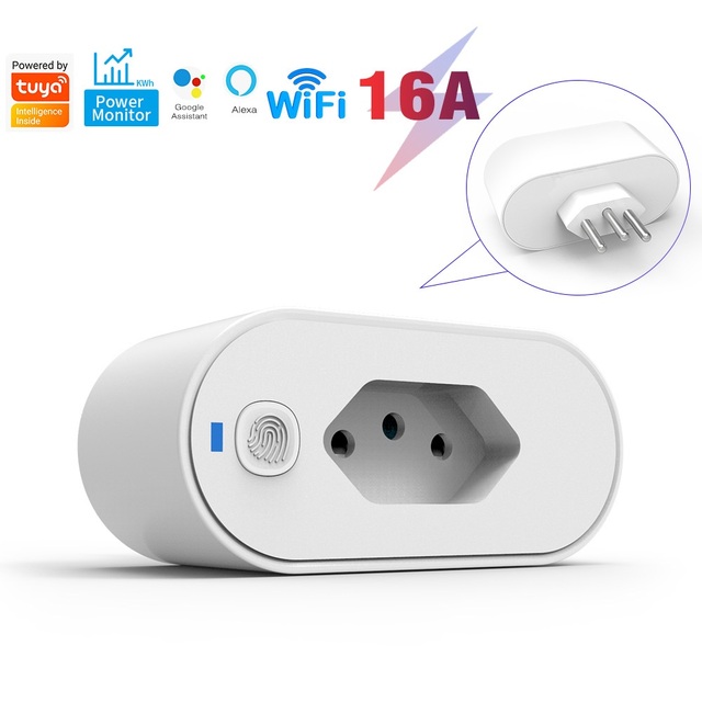 Smart Wi-Fi & Zigbee Plug Brazil Standard with Energy Monitoring 16A for Industrial Smart Home