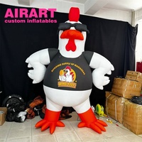 Mascotte de poulet mignon gonflable de décoration extérieure, ballon gonflable d'animal de grand coq