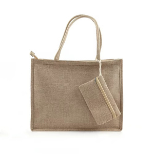 <strong>Wholesale</strong> Custom Printed Reusable Shopping Grocery Burlap <strong>Tote</strong> <strong>Bag</strong> Personalized Durable <strong>Jute</strong> Travel <strong>Tote</strong> <strong>Bags</strong> With Makeup <strong>Bag</strong> - Product Image 2