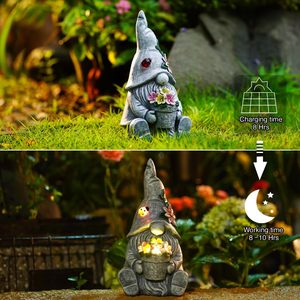 Waterproof <strong>Gnome</strong> <strong>Garden</strong> Statue Figurine Outdoor Patio Decor with Solar Lights Artificial Style Perfect Gift <strong>Ornament</strong> - Product Image 6