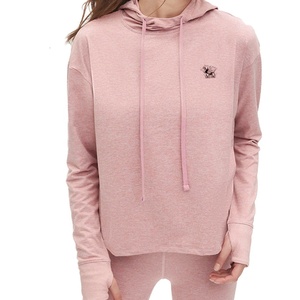 YRRETY CropTop Sweet Streetwear Women Sexy Solid Color Exposed Navel Hooded Long-sleeved Sports 3 Colors <b>Thin</b> Fleece 100% <b>Hoodie</b> - Product Image 2