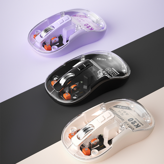2.4GHz Wireless 5.1 Mini Transparent Type-C Fast Charging Colorful Mouse K20