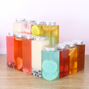 Wholesale 500ml for PET Square Cold Drink <b>Bottle</b> for Juice Tea Mineral <b>Water</b> with Aluminum Cap - Product Image 2