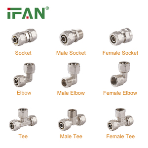 Ifanplus ASTM f877 Sliver <span class=keywords><strong>pex</strong></span> 16mm-32mm khớp nối khuỷu tay TEE phụ kiện nén đồng thau - Product Image 4